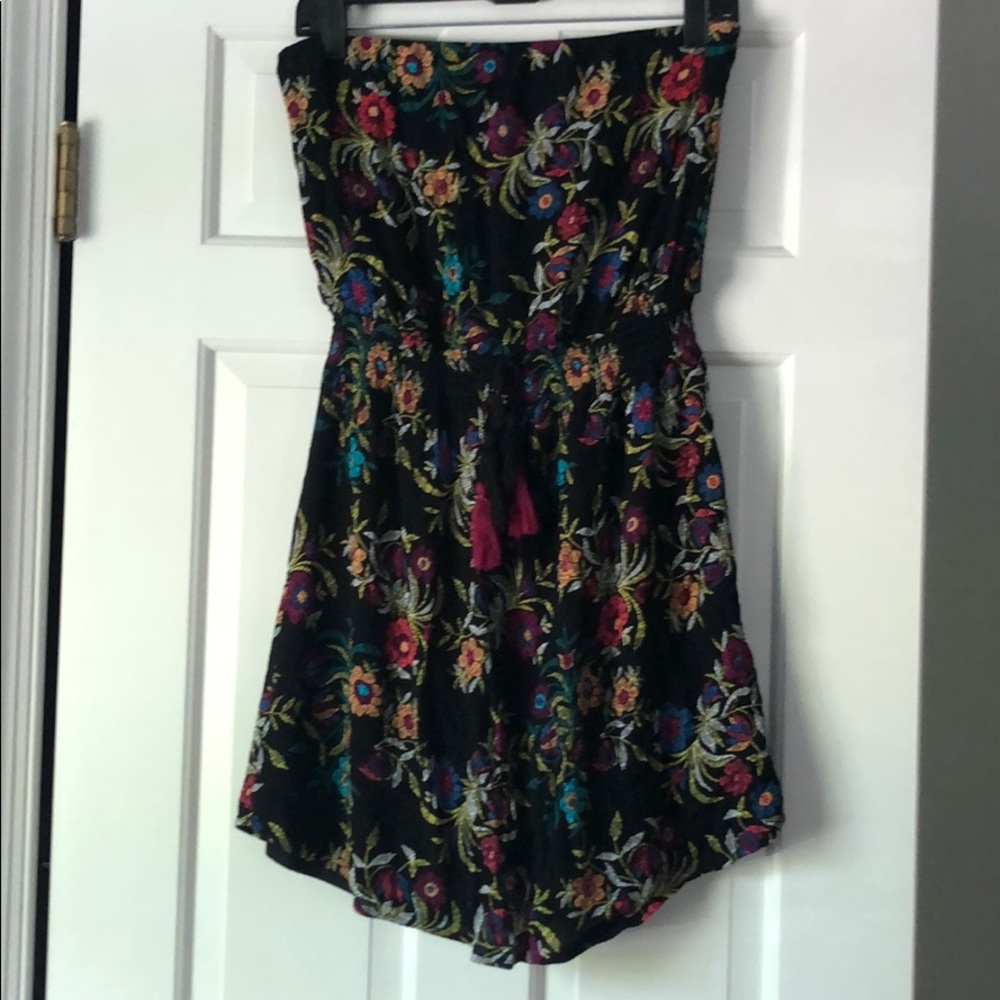 Strapless summer dress - flower pattern
